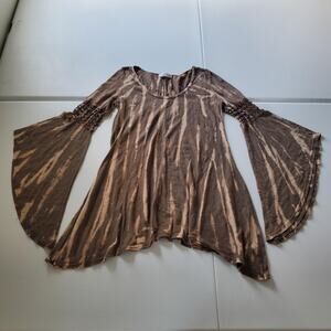T-Party Shirt Womens Small Tie Dye Bell Sleeve Boho Y2K Fairy Grunge Whimsigoth